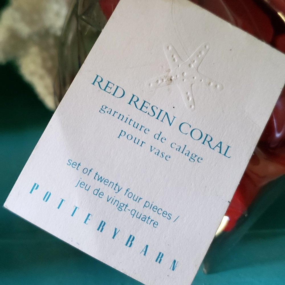 Coastal Pottery Barn Red Resin Coral Vase Filler